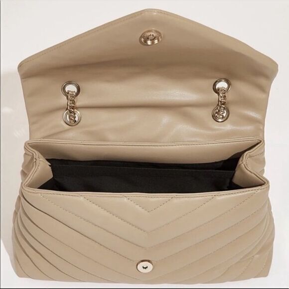 NEW Nude Beige Quilted Flap chain Shoulder Handbag - Picture 5 of 8